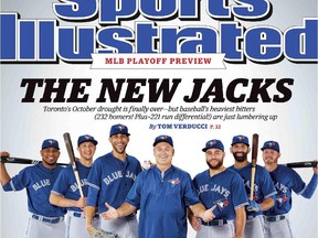 Sports Illustrated releases its annual MLB Playoff Preview with the Toronto Blue Jays gracing the cover for the first time since 2005. The cover features Blue Jays designated hitter Edwin Encarnacion, shortstop Troy Tulowitzki, pitcher David Price, catcher Russell Martin, right fielder Jose Bautista, third baseman Josh Donaldson and manager John Gibbons with the cover line, "The New Jacks."