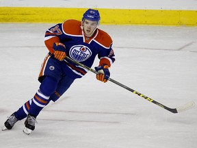 Edmonton Oilers' Connor McDavid skates during a pre-season NHL game against the Arizona Coyotes in Edmonton on Sept. 29, 2015.