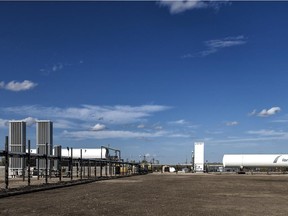 A Ferus Natural Gas Fuels merchant liquefied natural gas facility in Elmworth, 65 kilometres southwest in Grande Prairie. The Elmworth plant, commissioned in 2014, is similar to an LNG plant proposed for the Villeneuve area.