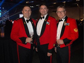 From left, Jeff Vienneau, Quinn Gillard and Mark Pharaoh of the 20th Field Artillery Regiment, RCA at the 2015 True Blue Gala on Oct. 7.