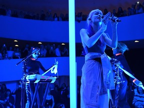Grimes performs at the 2015 Guggenheim International Gala Pre-Party on Nov. 4, 2015 in New York City.