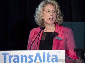 TransAlta Corp. CEO Dawn Farrell speaks during at the company's annual general meeting in Calgary on Tuesday, April 29, 2014. TransAlta is promoting a dial-up, dial-down approach to replacing coal with renewable power.
THE CANADIAN PRESS/Larry MacDougal