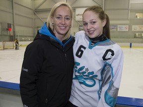 Janine Helland is an accomplished former ringette player who is coaching the U16 Edmonton Elite team her daughter, Liv, plays on.