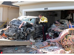 A Jeep Patriot SUV crashed through a fenced backyard of a home located at 4605-154 Ave. and went through the home before stopping in the attached garage at approximately 2a.m. on May 11, 2015. No one was injured.