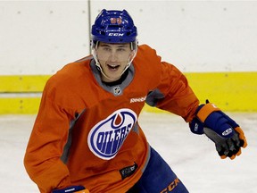 Edmonton Oilers defenceman Brandon Davidson skates at team practice in Edmonton on Nov. 2, 2015.