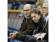 EDMONTON, ALBERTA OCTOBER 5, 2015: GM Peter Chiarelli, owner Daryl Katz and Craig MacTavish look on during Oilers practise at Rexall place in Edmonton on Monday Oct. 5, 2015.  (photo by John Lucas/Edmonton Journal)(for a story by Jim Matheson)