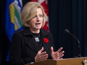 Alberta Premier Rachel Notley at the Alberta Legislature in Edmonton on November 6, 2015.