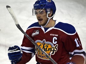 Edmonton Oil Kings' Brandon Baddock, seen here in October WHL action, scored two goals to lead the Oil Kings to a 4-2 victory over the Seattle Thunderbirds.