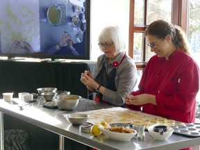 Elizabeth Baird, left, and Emily Richards at their Pies and Tarts presentation during Christmas in November at Jasper Park Lodge on Tuesday, Nov. 10, 2015.