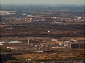 Aerial view of facilities in Alberta's Industrial Heartland, just north of Fort Saskatchewan.