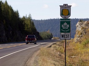 Highway 16 near Prince George, B.C,. is shown on Oct. 8, 2012.