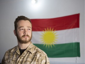 John Gallagher, a Canadian volunteering on the peshmerga Kurdish Forces' front lines in the fight against ISIS, is photographed on a base just south of Kirkuk in northern Iraq, on May 14, 2015. New reports say that Gallagher was murdered by ISIS suicide bomber in Syria on Nov. 4, 2015.