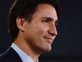 Prime minister-designate Justin Trudeau speaks at the National Press Theatre to during a press conference in Ottawa on Oct. 20, 2015.