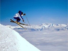 A skier takes some air of a run at Marmot Basin in Jasper National Park in a handout photo. Parks Canada has opened the door to ski-hill expansion at one of its Rocky Mountain national parks despite its own research suggesting further development would threaten a nearby caribou herd. A report on the Marmot Basin ski area in Jasper National Park was completed more than a year ago, but was never made public.