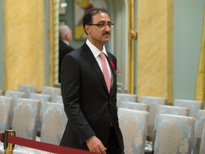 Amarjeet Sohi is sworn in as minister of infrastructure and communities Wednesday at Rideau Hall in Ottawa.
