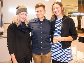 From left, Nicole Ashley, George Coomber and Carmyn Joy Effa at the Kit and Ace West Edmonton Mall launch event on Nov. 5.