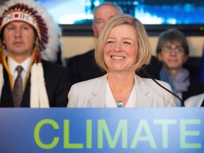 Premier Rachel Notley unveils Alberta's climate strategy in Edmonton on Sunday, Nov. 22, 2015. The new plan will include carbon tax and a cap on oilseeds emissions among other strategies.