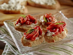 Ricotta and Roasted Red Pepper Crostini by Emily Richards