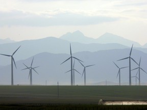 Wind turbines near Pincher Creek, seen in this 2009 photo, helped contribute four per cent of Alberta's electricity in 2014.