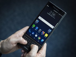 The Blackberry Priv is shown in Toronto, Friday, Oct. 30, 2015.