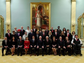 The new Liberal cabinet is pictured in Ottawa on Nov. 4, 2015.