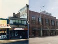 Until 1987, a row of shops lined the east side of 102nd Street north of Jasper Avenue, a place now occupied by Commerce Place,