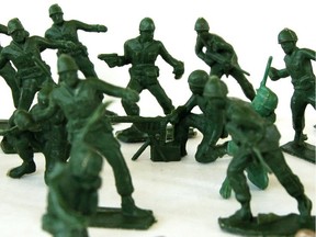 Miniature green plastic American soldiers debut in 1938