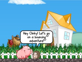 Detail from a screen capture from Oinky Boinky, a new app game with Edmonton roots and Canadian references.