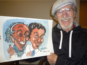 Yardley Jones, The Journal's first editorial cartoonist, wouldn't accept a National Newspaper Award from then Prime Minister Pierre Trudeau for political reasons in the early 1970s, but has caricatured new Prime Minister Justin Trudeau with his dad. He has high hopes for the new Prime Minister.