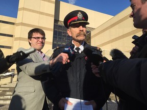 Supt. David Veitch, outside police headquarters Thursday,  said there is no plan to house mentally ill people at the Edmonton Remand Centre.