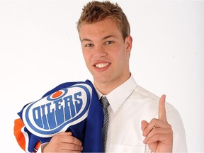 Taylor Hall after being drafted first overall by the Edmonton Oilers in June 2010.