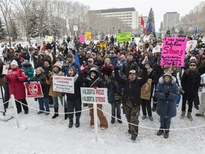 A small crowd, still unhappy with Bill 6, came to the Legislature in Edmonton for yet another rally on Tuesday, Dec. 15, 2015.