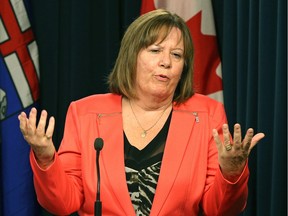 Energy Minister Marg McCuaig-Boyd, shown in this Aug. 28, 2015 file photo, was upset by threats made against her, stemming from opponents to Bill 6.