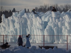 The Ice Castle continues to rise in Hawrelak Park in Edmonton.