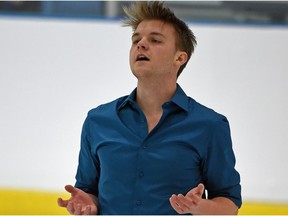 David Shoults competes in the senior men's category at the 2016 Skate Canada Challenge figure skating competition at the Terwilliger Rec Centre in Edmonton on Sunday Dec. 6, 2015.