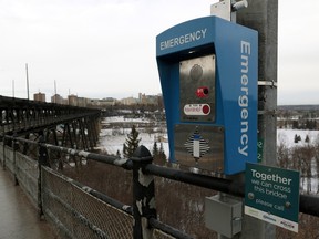 Four emergency telephones and signs have been installed on the pedestrian sidewalks of the High Level Bridge.  Suicide numbers are alarming in alberta and a co-ordinated approach is needed to tackle the problem, says Mara Grunau
