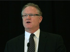 Chris Fowler, president and chief executive of Canadian Western Bank, speaks at the bank's annual general meeting in Edmonton in March  2015.
