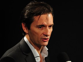 Dallas Eakins speaks after being  fired as head coach of the Edmonton Oilers on Dec. 16, 2014.