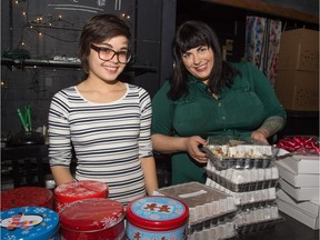 Chef Jade Wu (left) and Sarah Louise Foster have a business creating and selling boxed vegan meals, at Christmas and year around.