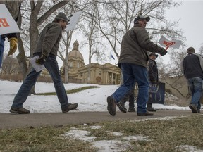 About two dozen farmer and ranchers arrived Tuesday at the Alberta Legislature in farm vehicles to hear the second reading of Bill 6.