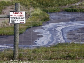 Tailings drain into a pond at the Syncrude oilsands mine facility near Fort McMurray in this July 9, 2008 file photo.