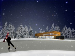 Artists' conception of the proposed pavilion at the Victoria Park skating oval in Edmonton.