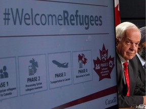 Immigration Minister John McCallum announces Canada's plan to resettle 25,000 Syrian refugees, during a press conference at the National Press Theatre in Ottawa on Tuesday, Nov. 24, 2015.