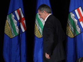 Jim Prentice speaks at his campaign headquarters in downtown Calgary after his party was decimated in the 2015 Alberta election on Tuesday May 5, 2015.