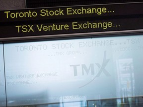 The Toronto Stock Exchange Broadcast Centre is pictured in Toronto on June 28, 2013.