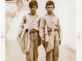 Journal newsboys Ashton Webb (L),  and Harley Barnard Webb.