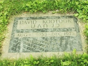 David Kootook's headstone in Beechmount Cemetery.