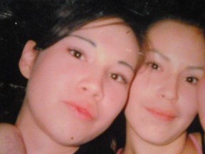 Sisters Christy (left) and Chloe Crane. Christy was found on a gravel road with serious head injuries on Dec. 6. She died in hospital in Edmonton.