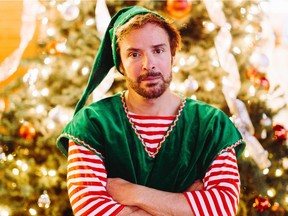Frank Zotter as Crumpet the Macy's Christmas elf in David Sedaris's Santaland Diaries, in a Blarney Production at Yule Ave 2015