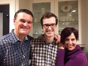 CBC broadcaster Mark Connolly and his wife Alyson with their son Jack. A video Mark shot when Jack opened Christmas presents when he was nine will be shown on British TV on Christmas Eve.
Ayrton Sauve-Osinchuck